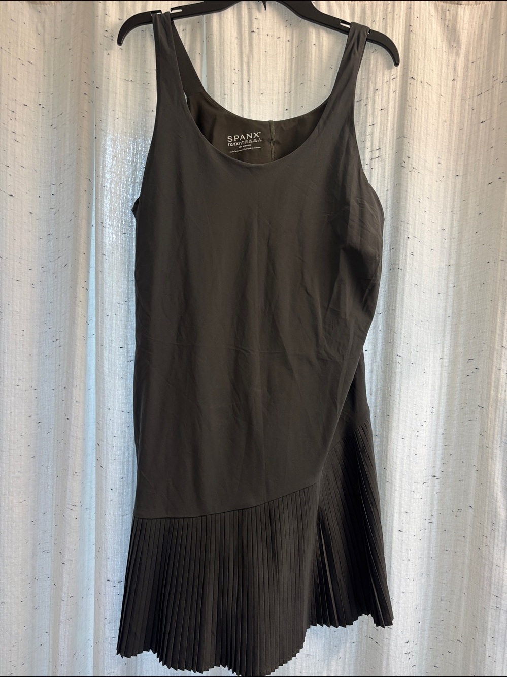 Spanx dark grey w/slate green hue inside. Pleated-Hem Get Moving dress - Picture 2 of 12